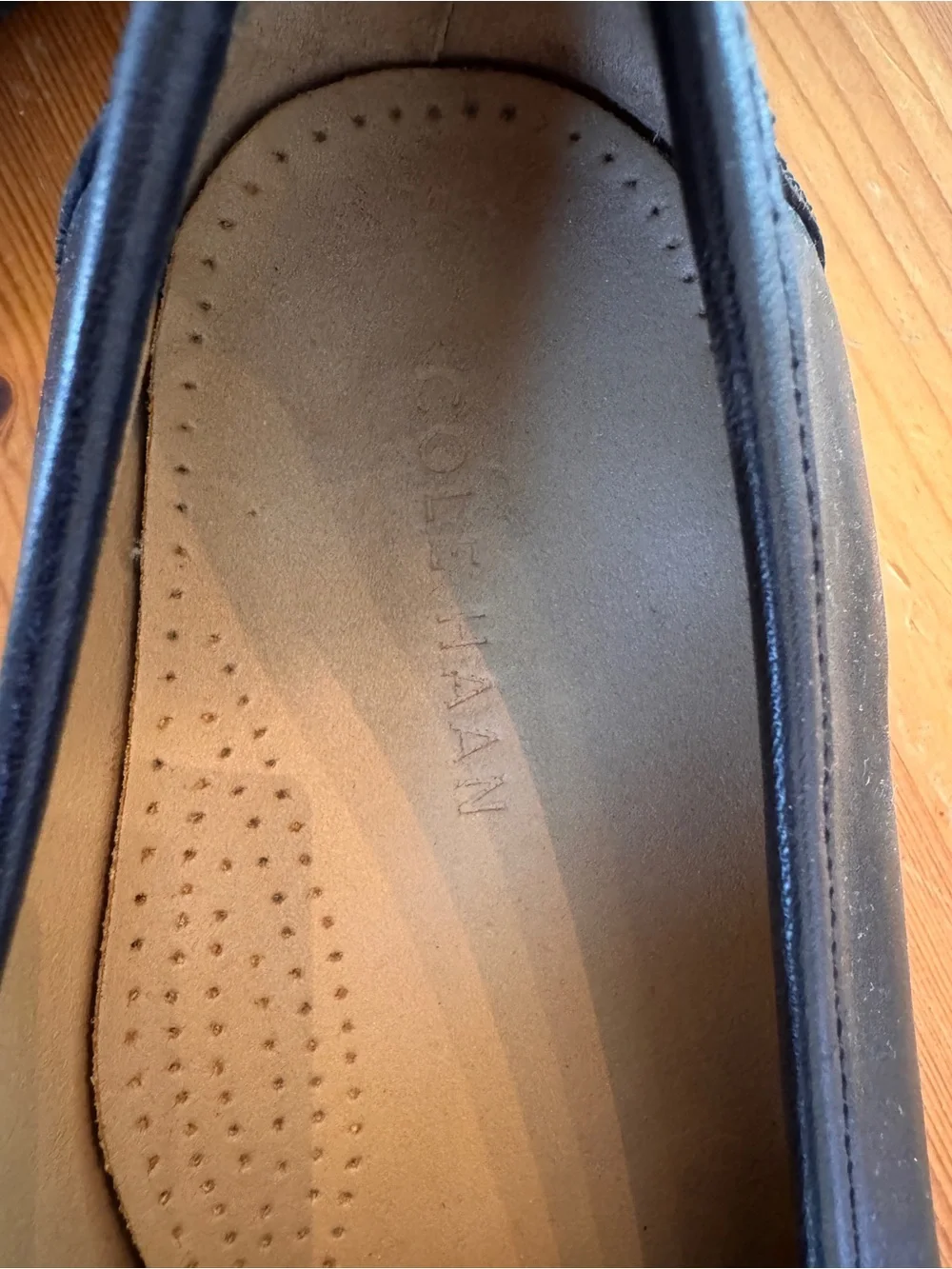 Cole Haan Black Leather Slip-On Loafers with Gold Bit